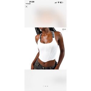 I.AM.GIA Siobhan Corset Top in white, featuring structured boning and lace-up ba
